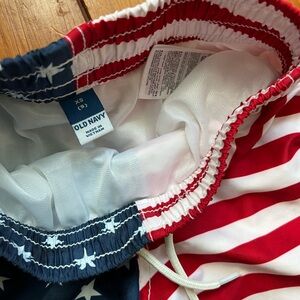 American flag bathing trunks